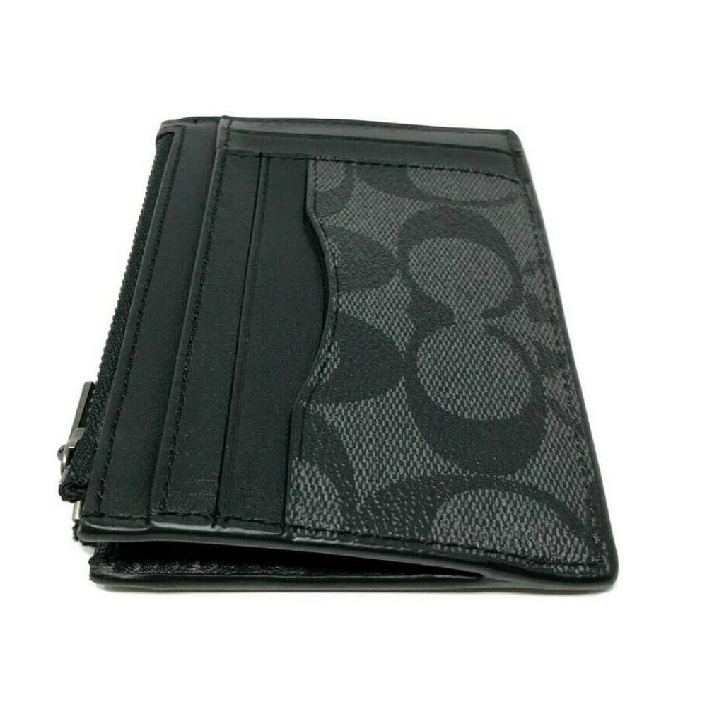 Coach Men's Multiway Zip Card Case Canvas Wallet - Picture 3 of 5